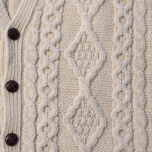 Inis Crafts Fisherman Knit Cardigan Sweater Sz. XL